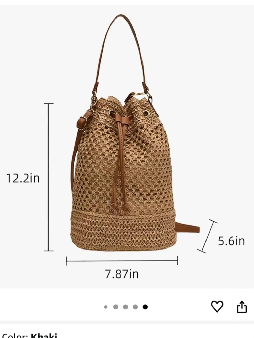 Woven Crossbody Bag, Straw Crossbody Bags for Women, Straw Bucket Bag, - Picture 4 of 6